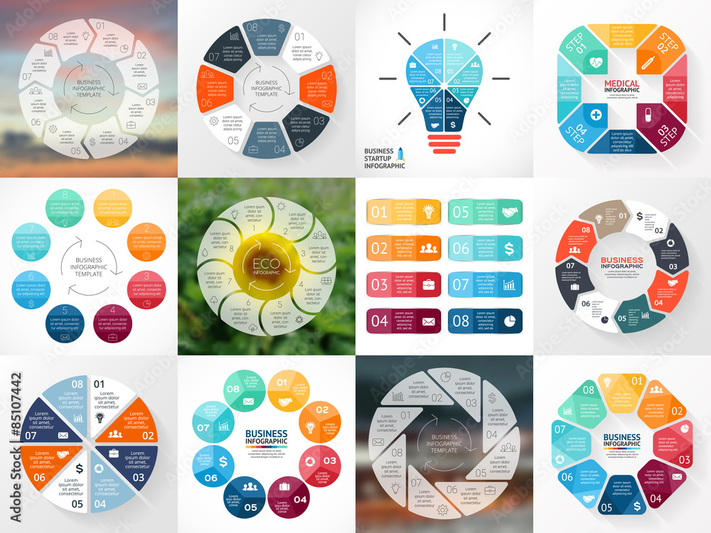 Circle arrows infographics set. Template for cycle diagram Stock Vector ...