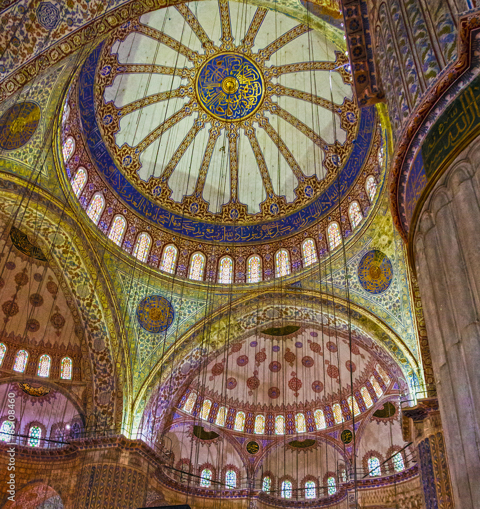 Ceiling of Blue Mosque, Sultanahmet, Istanbul, Turkey