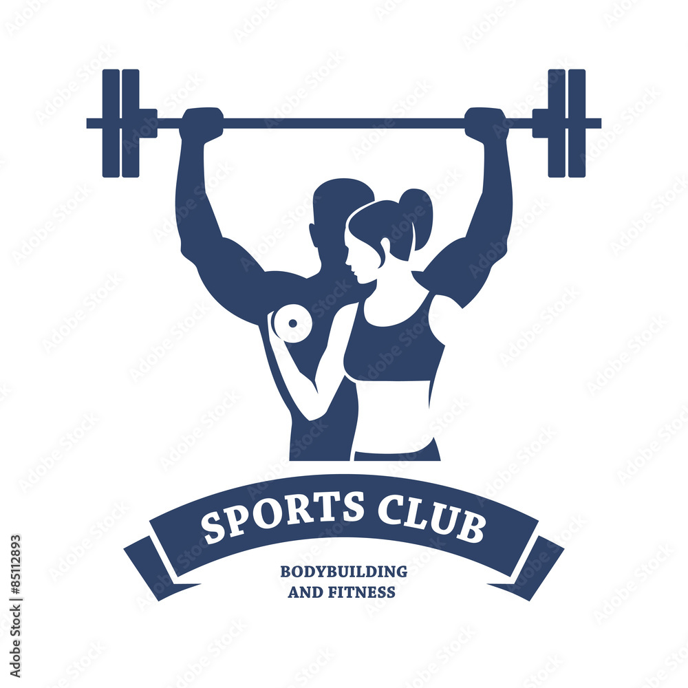 Naklejka premium Fitness and Bodybuilding Club