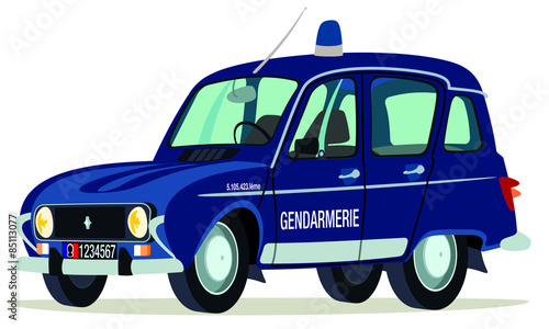 Caricatura Renault 4 gendarmeria francesa vista frontal y lateral photo