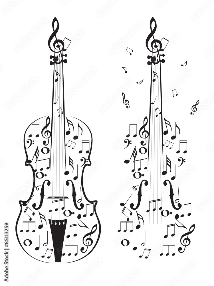 Fototapeta premium Violin with Notes