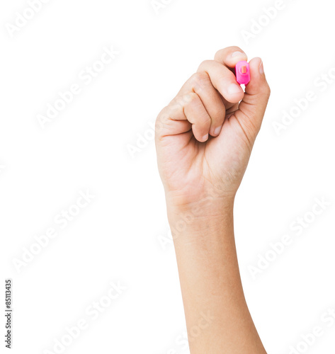 hand holding color pen isolated isolated with clipping path