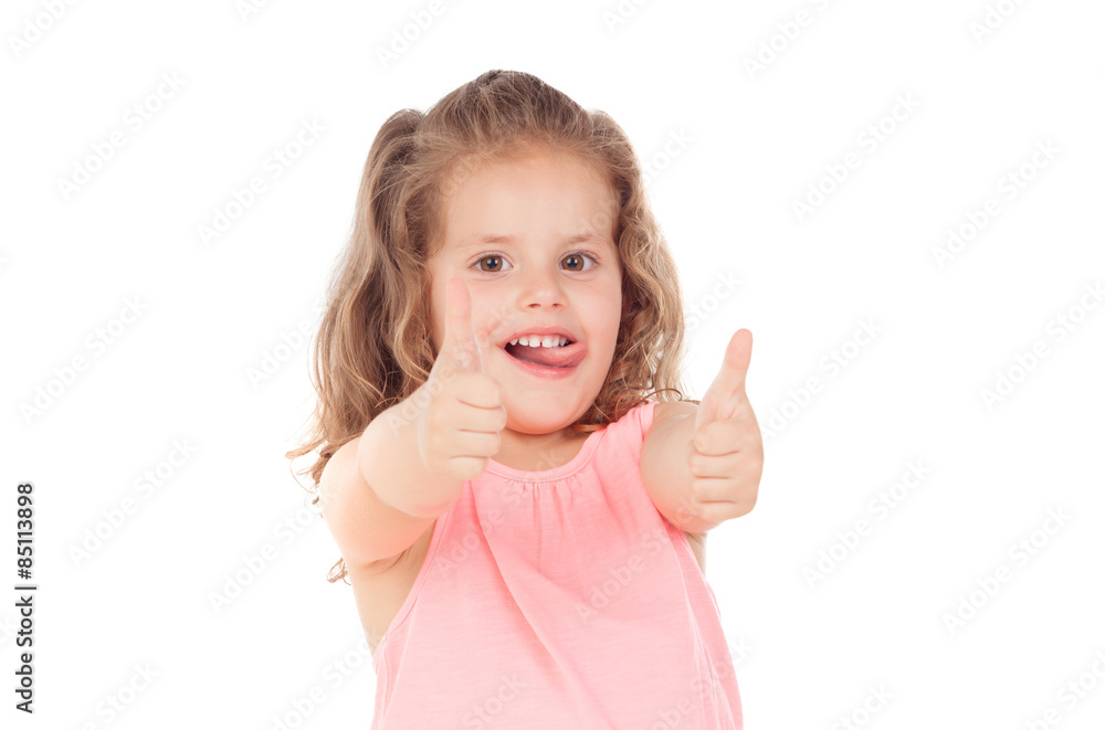 Funny child girl saying Ok Funny child girl saying Ok