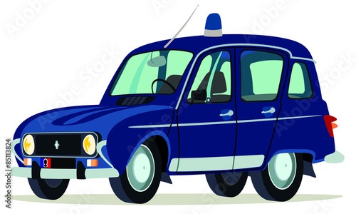 Caricatura Renault 4 gendarmeria francesa vista frontal y lateral
