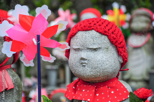 Stone dolls in temple, Japan