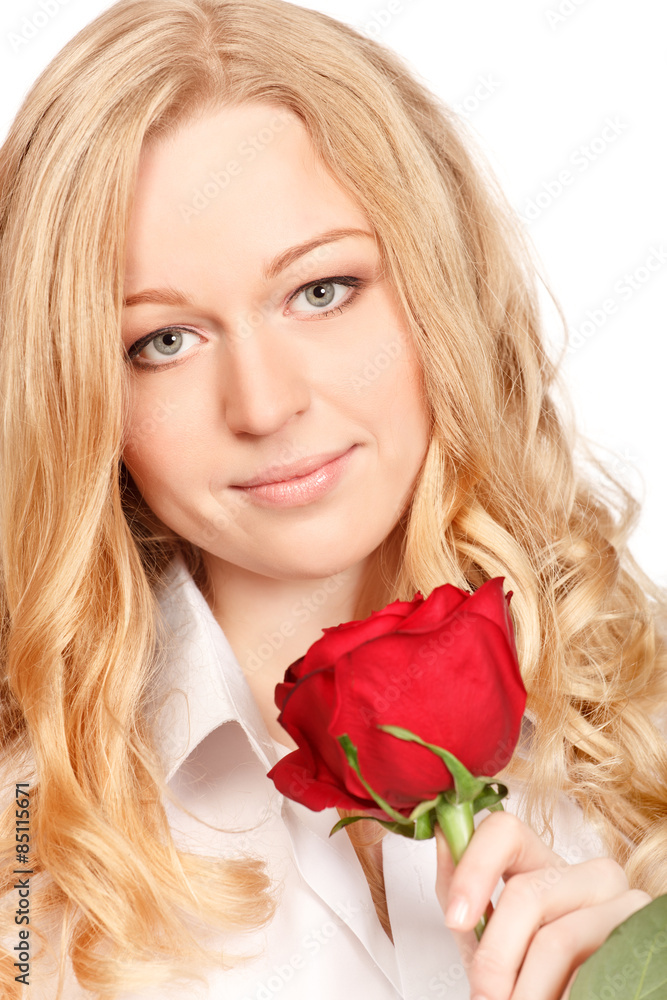 Beautiful Young Woman With Red Rose Beautiful Young Woman With Red Rose