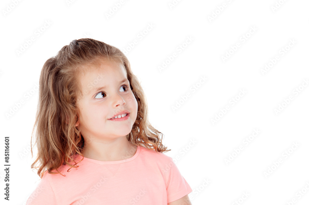 Cute little girl with three year old looking at side Cute little girl with three year old looking at side
