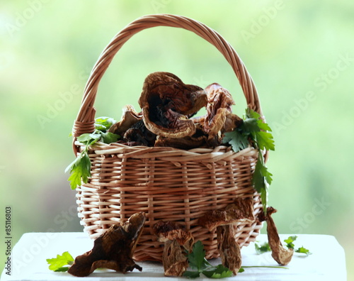 Dried porcini mushrooms photo