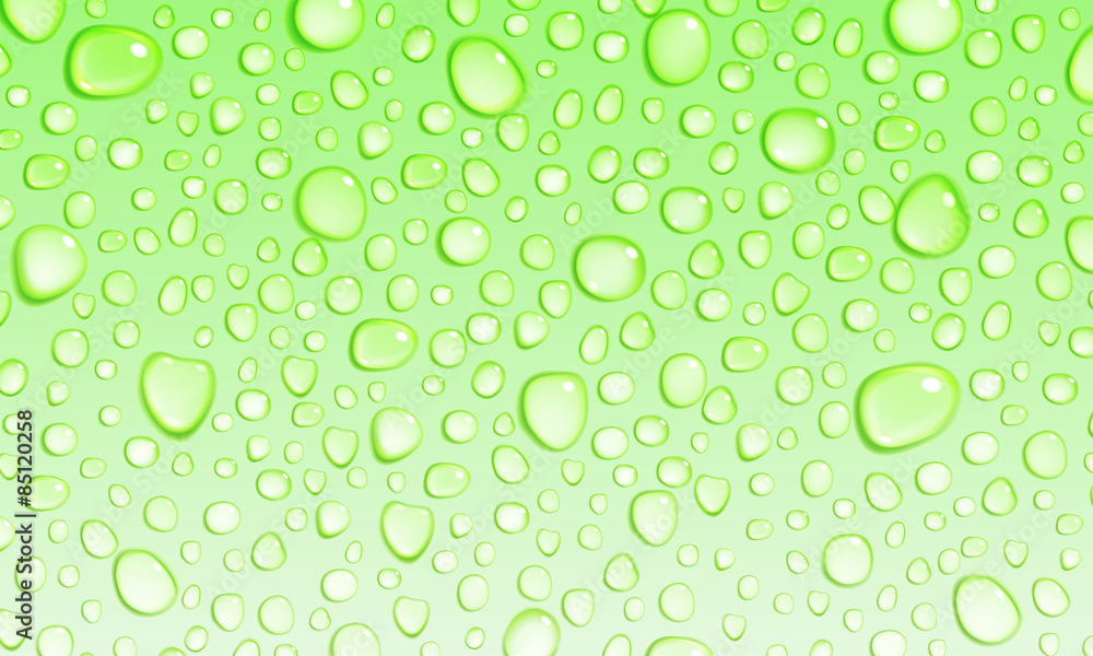 Light green background of water drops
