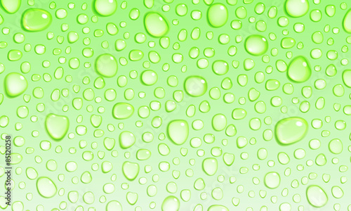 Light green background of water drops