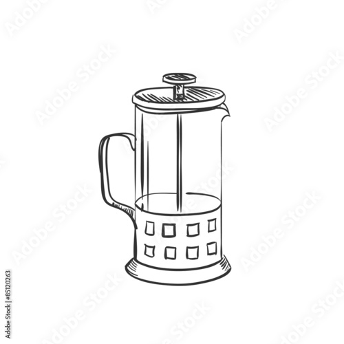 doodle coffee french press pot