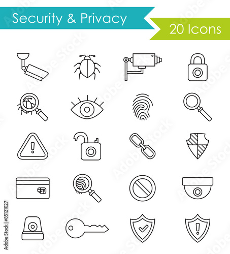 Security and privacy line icons