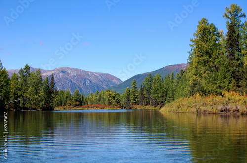 Picturesque landscape of the mountain river.