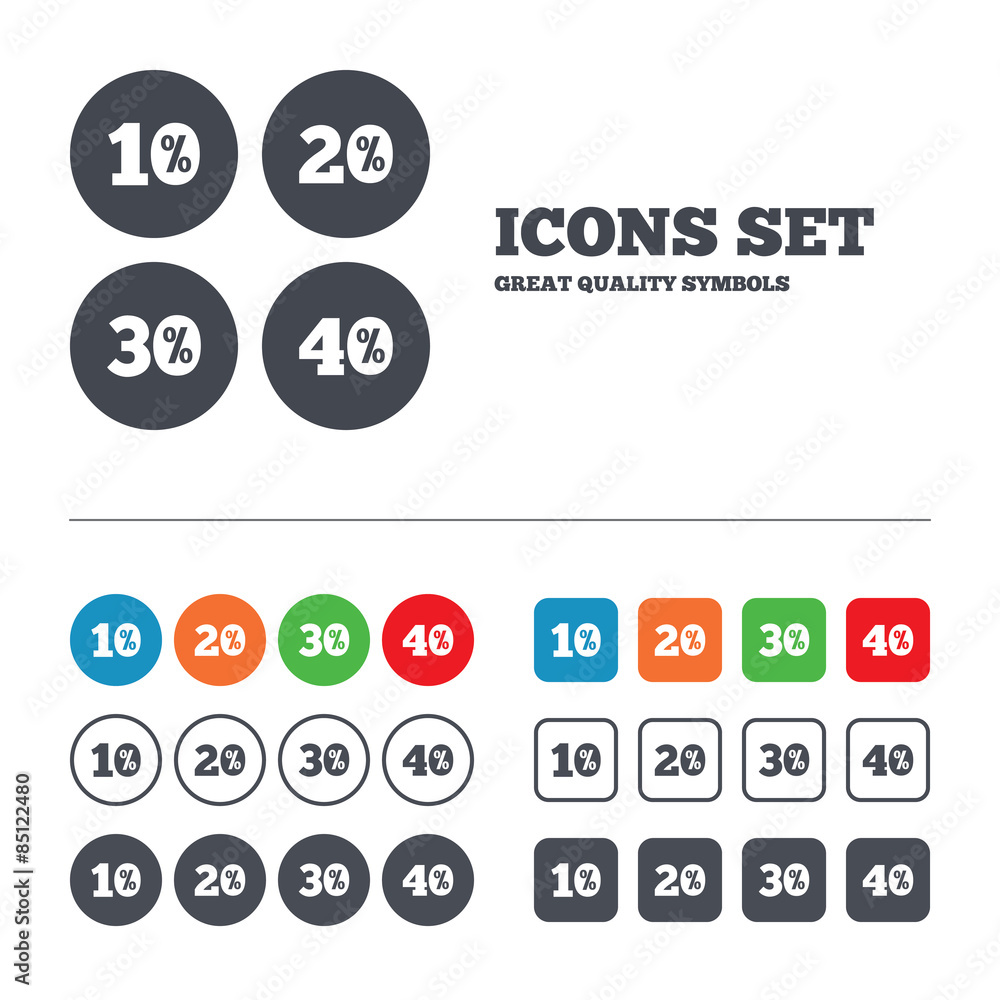Sale discount icons. Special offer price signs. Sale discount icons. Special offer price signs.