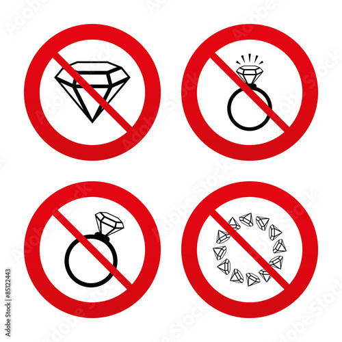 Rings icons. Jewelry with diamond signs.