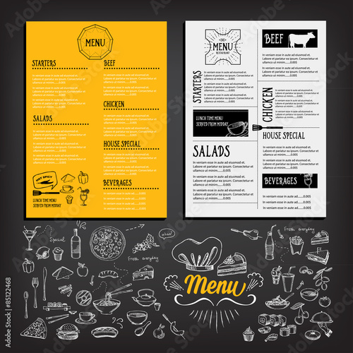 Restaurant cafe menu, template design. Food flyer.