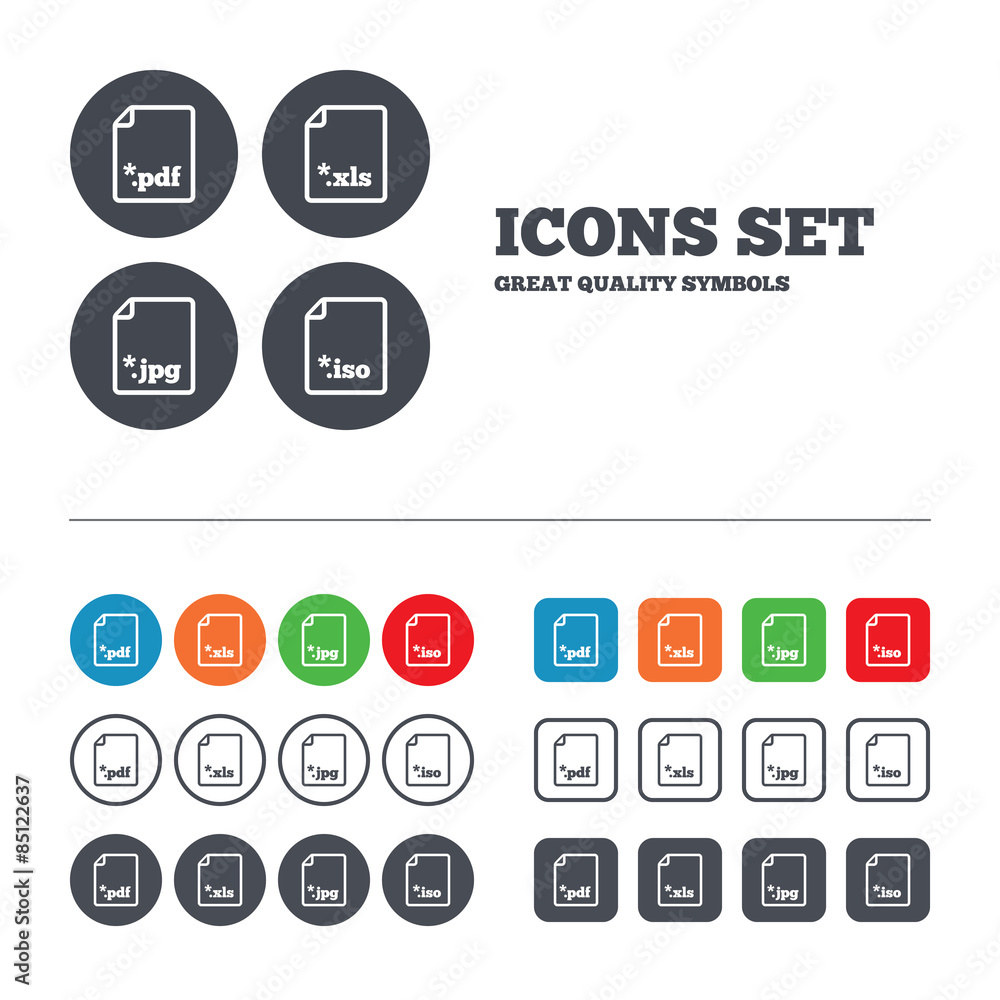 Document signs. File extensions symbols. Document signs. File extensions symbols.