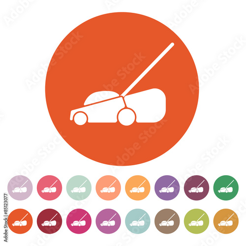 The lawn mower icon. Grass symbol. Flat