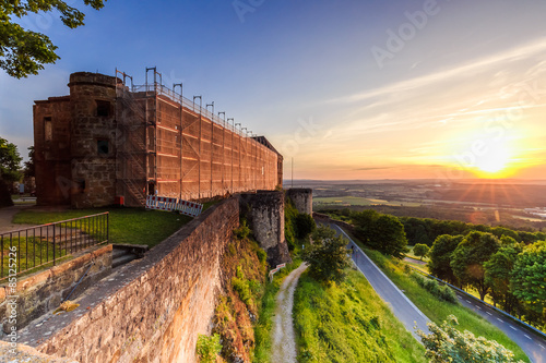 Sunset at Giechburg Castle Ruin, Germany. Lovely medieval architecture in the hills of Upper Franconia Bavaria, Germany on a warm summer evening photo