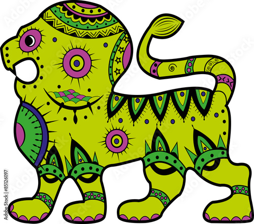 vector illustration of a decorated lion