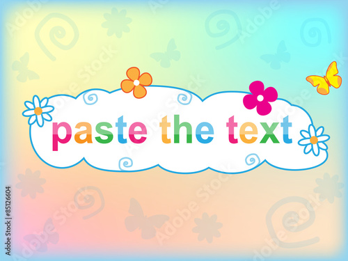 Cloud Frame with flowers on a colored background