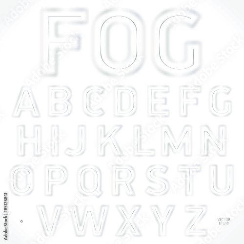 Font fog, stylish alphabet. Best for use for posters, cards, flyers and web design. Vector illustration.