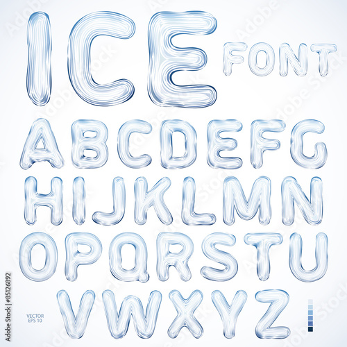 Alphabet Ice, font best for use in posters, cards, headlines and web design. Vector illustration
