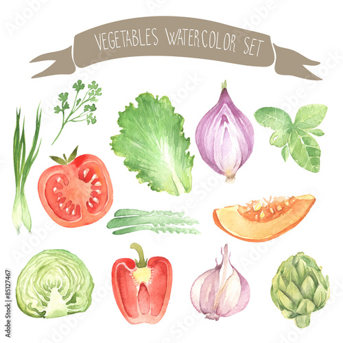 Other fresh vegetables watercolor  set