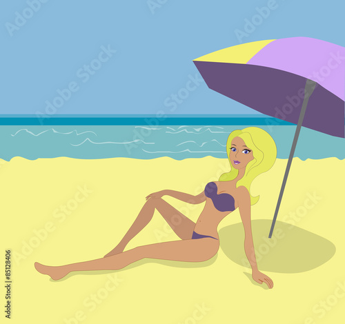 blonde on a beach