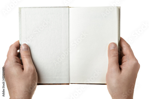 Open book in human hands