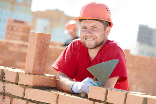construction mason worker bricklayer photo