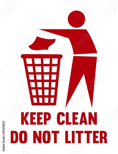 Keep Clean Do Not Litter Silhouette Red