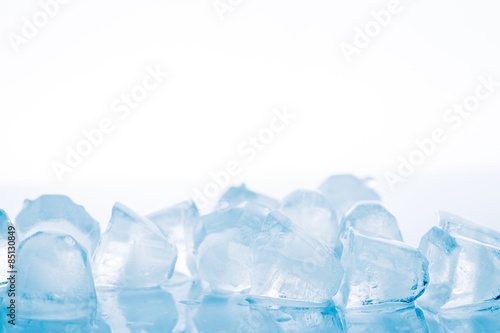 Ice cubes on a white background