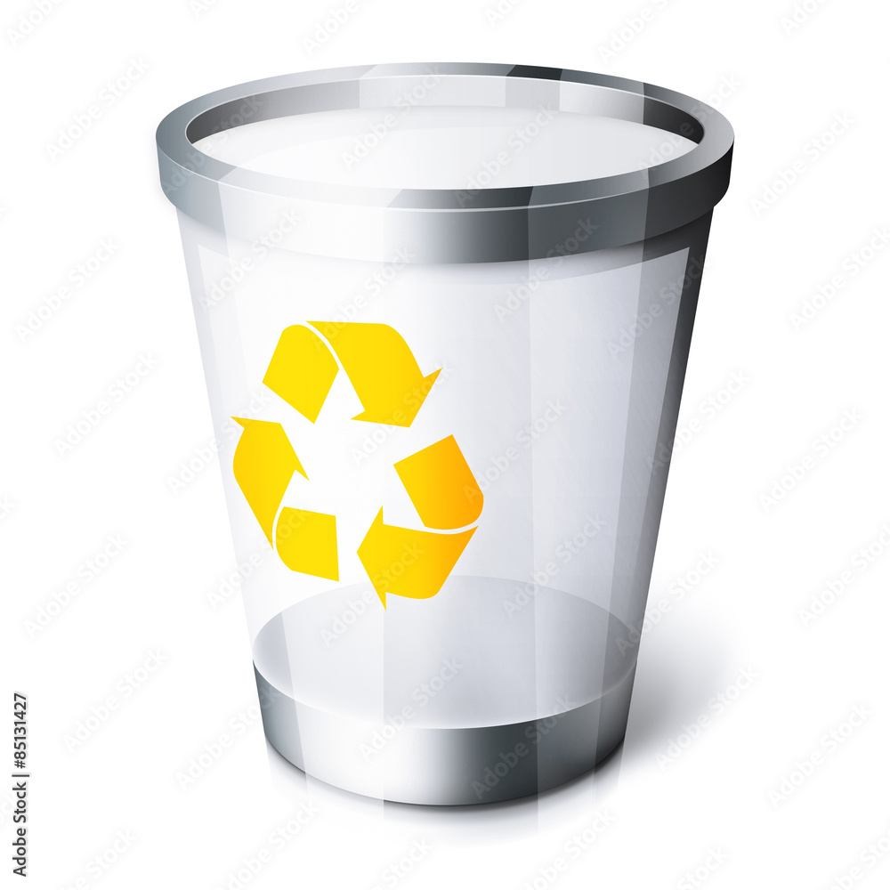 Ikona ekologicznego kosza na śmieci - obrazy, fototapety, plakaty 