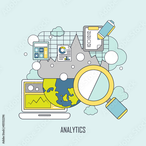 data analytics concept in thin line style