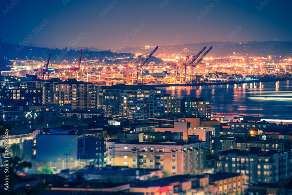 Port of Seattle at Night