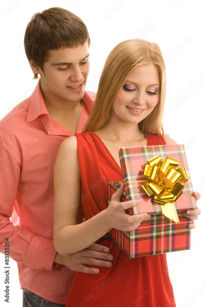 Opening a gift box