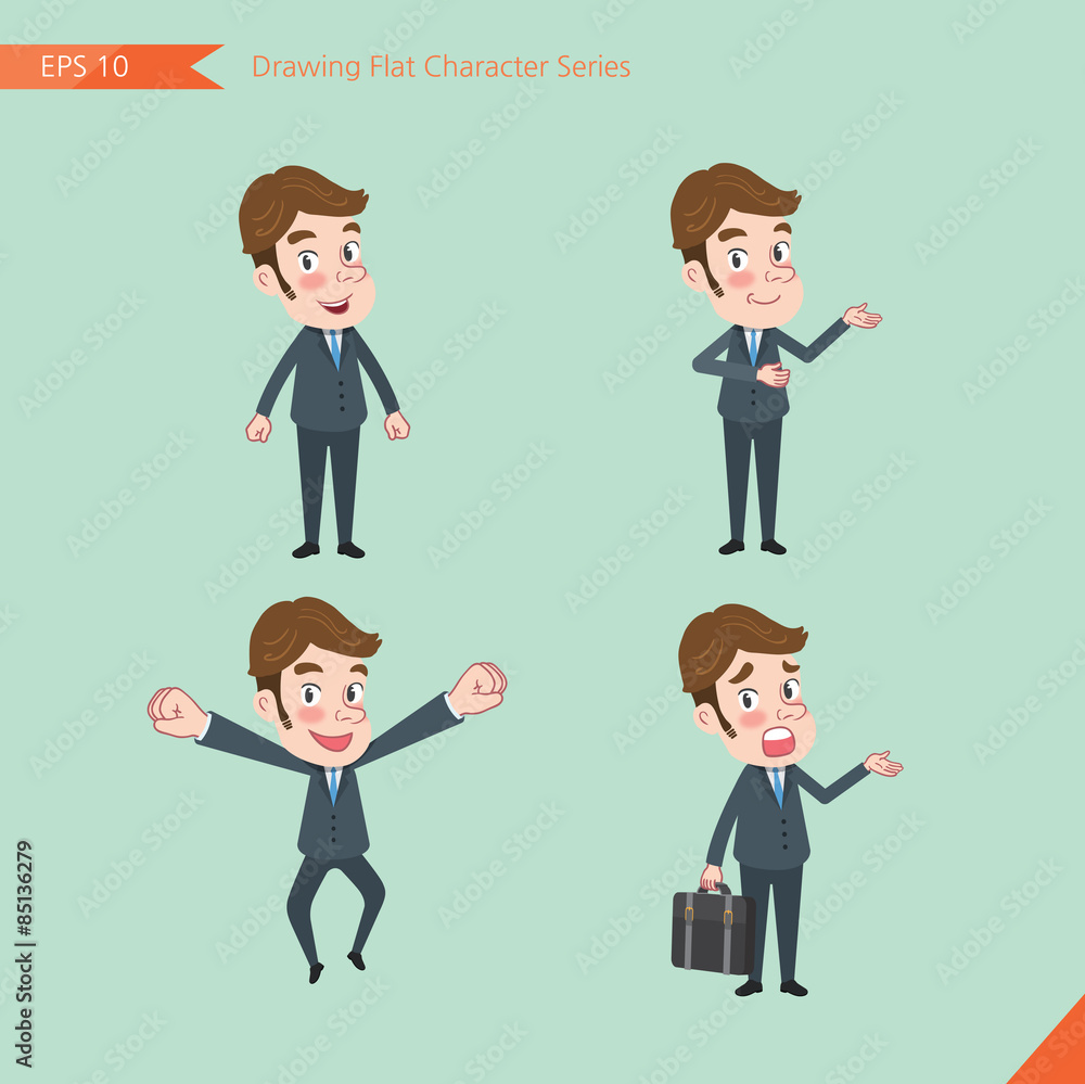 Set of drawing flat character style, business concept young office worker activities - businessman, research, office worker, counselling, growth Set of drawing flat character style, business concept young office worker activities - businessman, research, office worker, counselling, growth