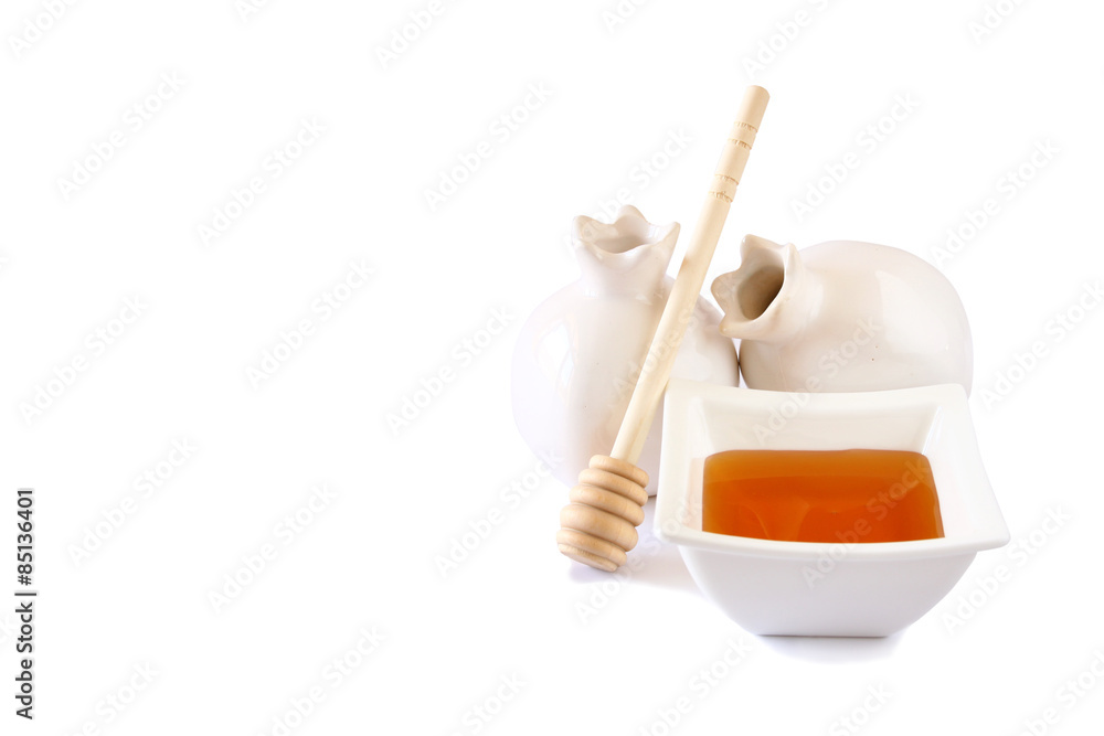 rosh hashanah (jewesh holiday) concept - honey and pomegranate