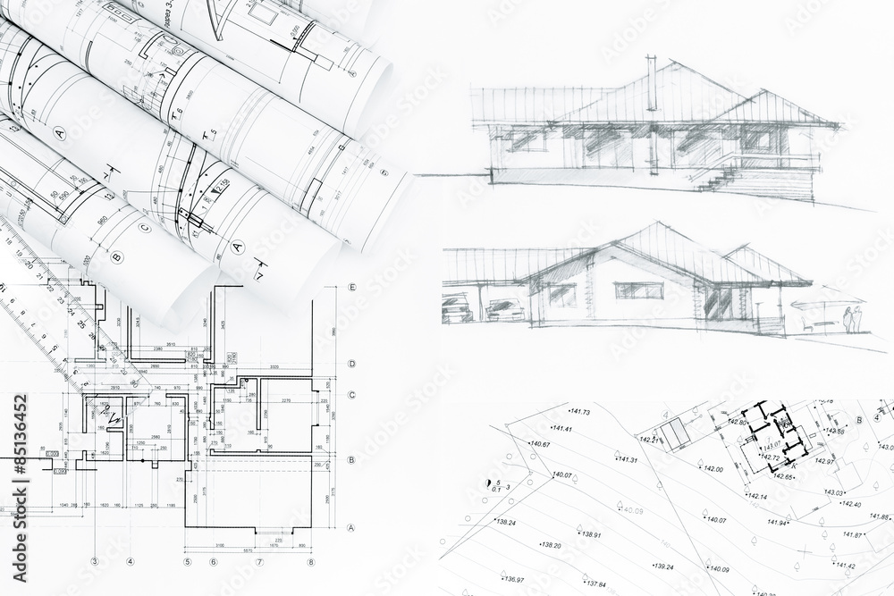 sketch and house plan blueprints