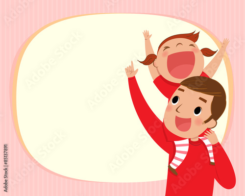 illustration of the girl riding piggy back on her dads shoulders
