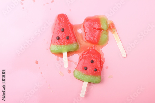 melt watermelon shaped ice cream pops