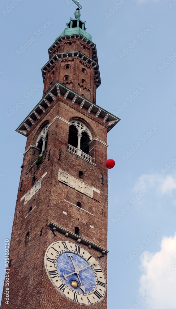 tower with colorful balloons during the Festival in VICENZA in I