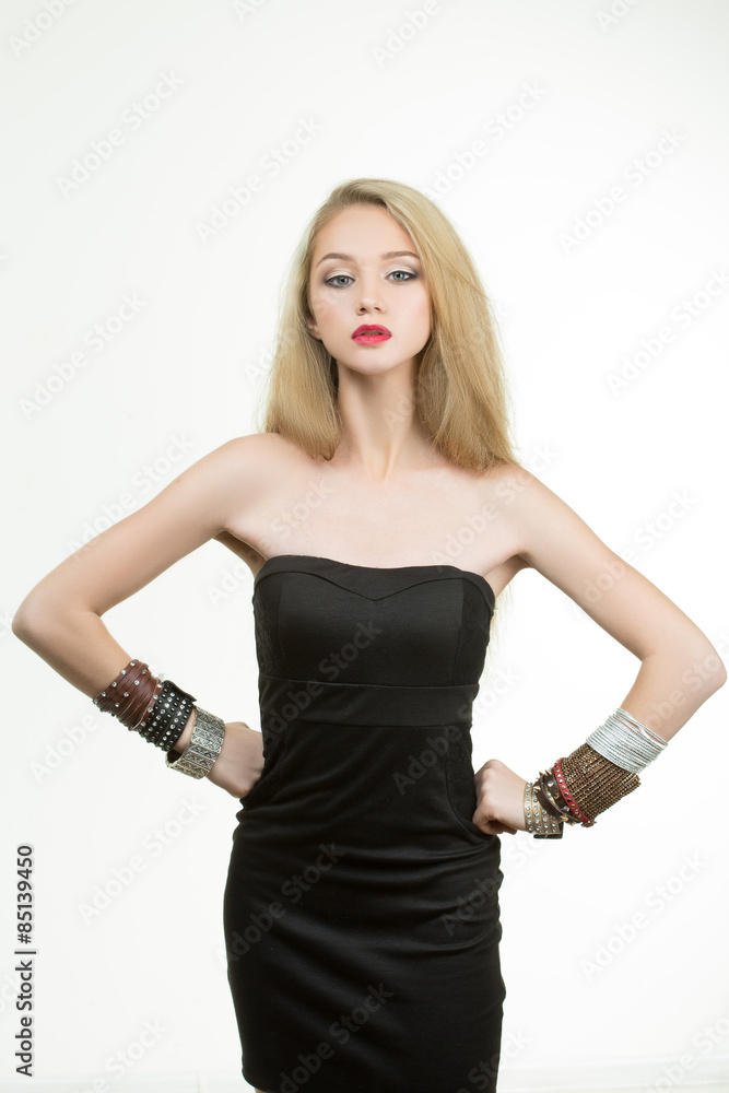 beautiful young blond woman in multiple bracelets beautiful young blond woman in multiple bracelets