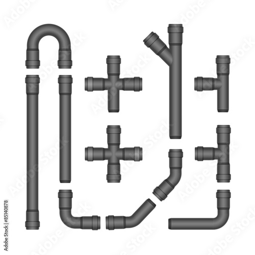 Vector Set of Plastic Pipes Isolated on White