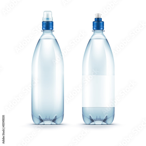 Vector Blank Plastic Blue Water Bottle Isolated
