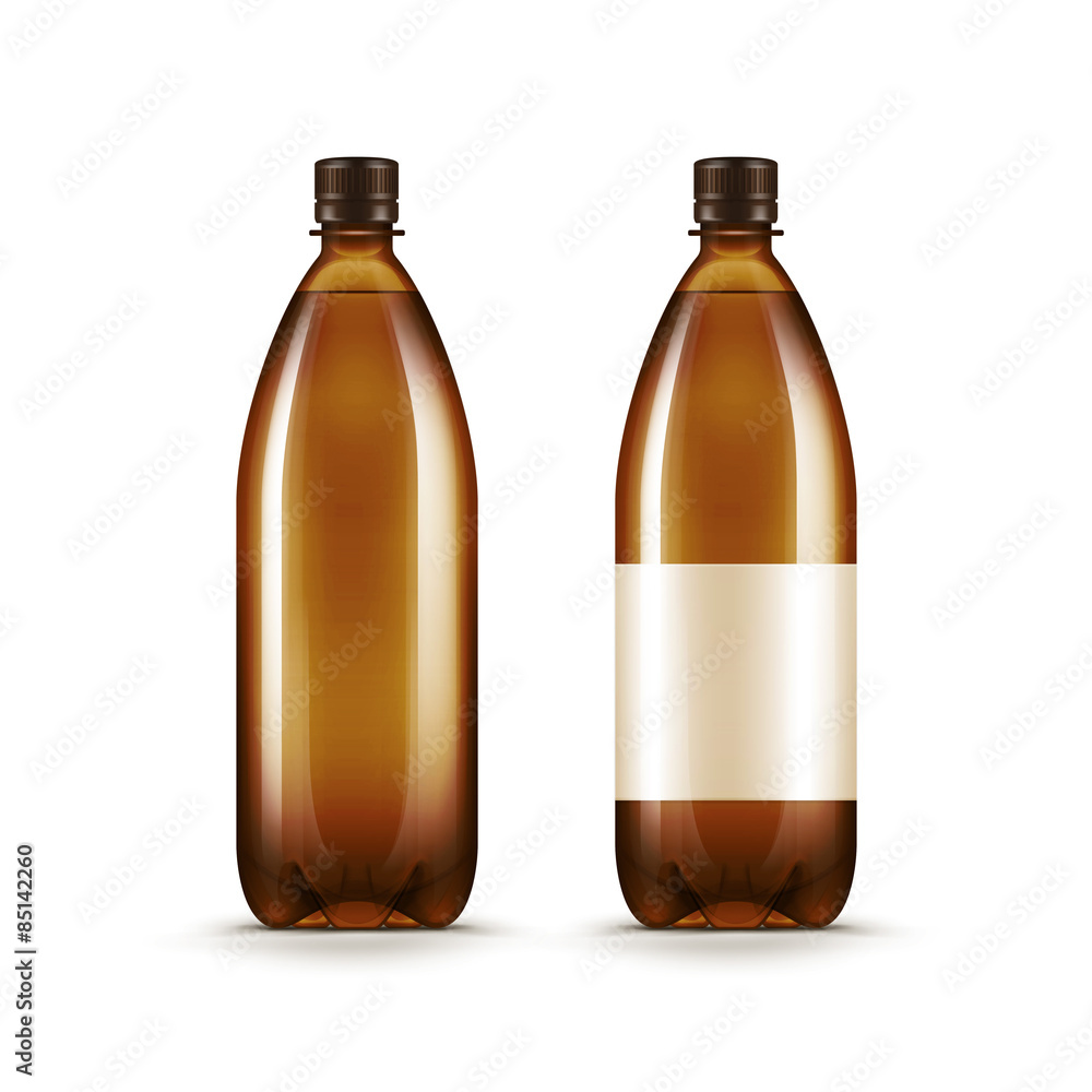 Vector Blank Brown Plastic Water Beer Kvass Bottle