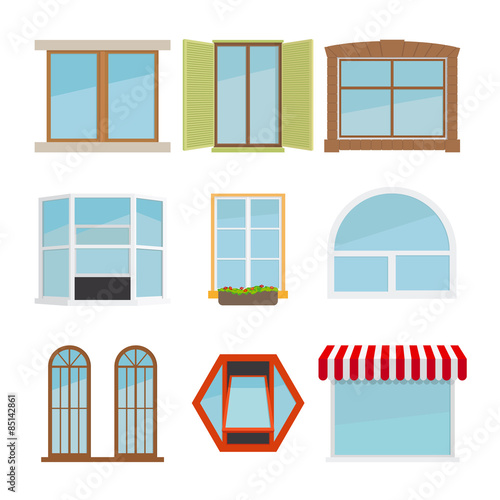Vector flat window set