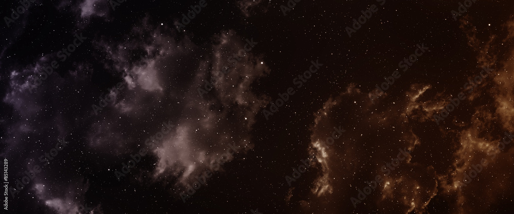 Space panorama with nebula and galaxy.
