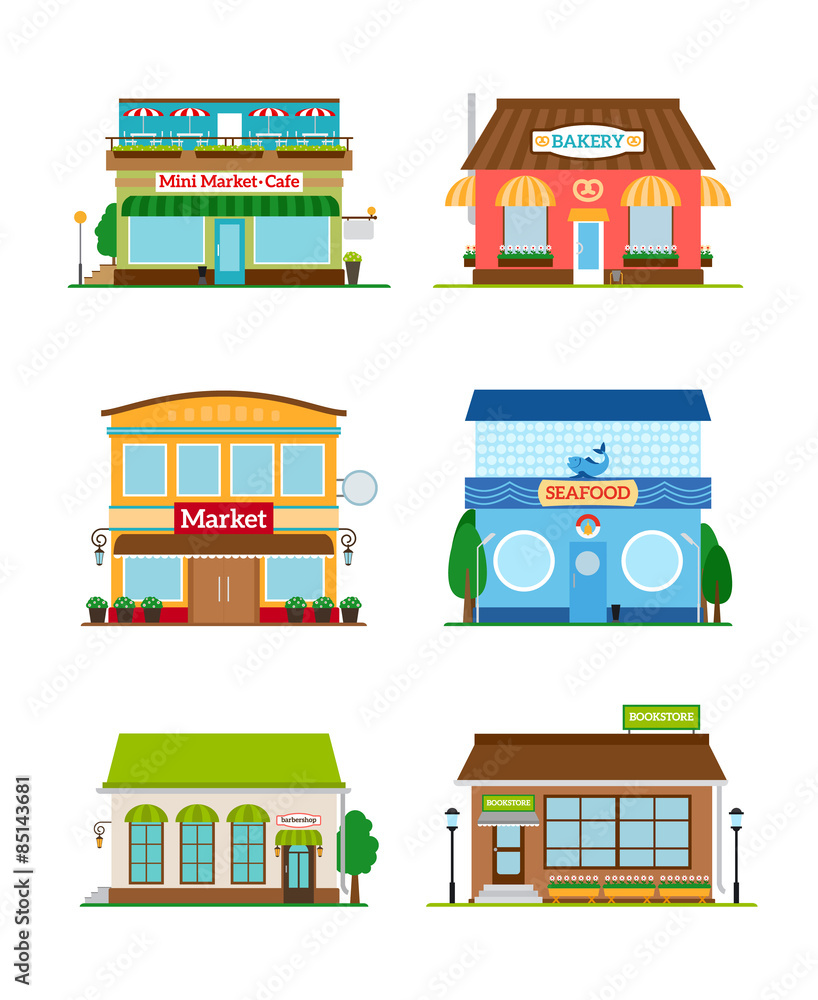 Shop store facade set Shop store facade set